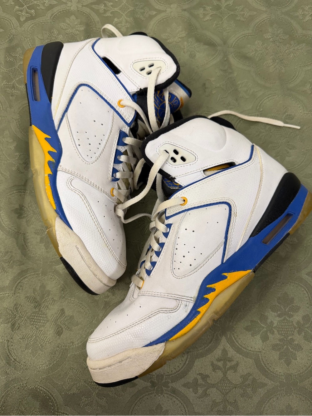Nike air Jordan sixty White Sneakers with Blue & Yellow Accents size 6.5Y